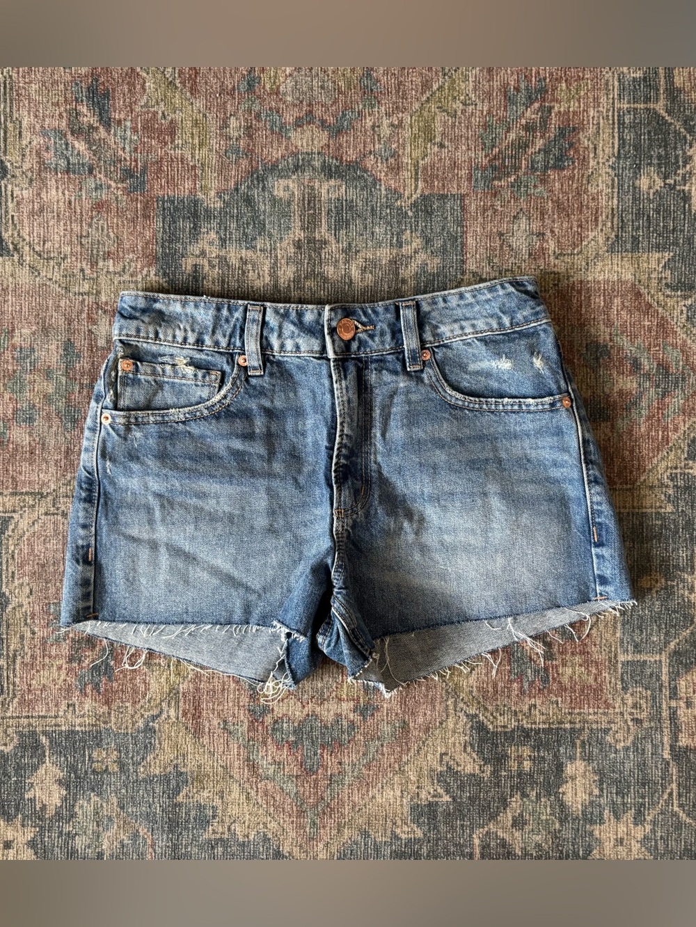 NWT Size 01 Garage Distressed Light Blue Denim Shorts